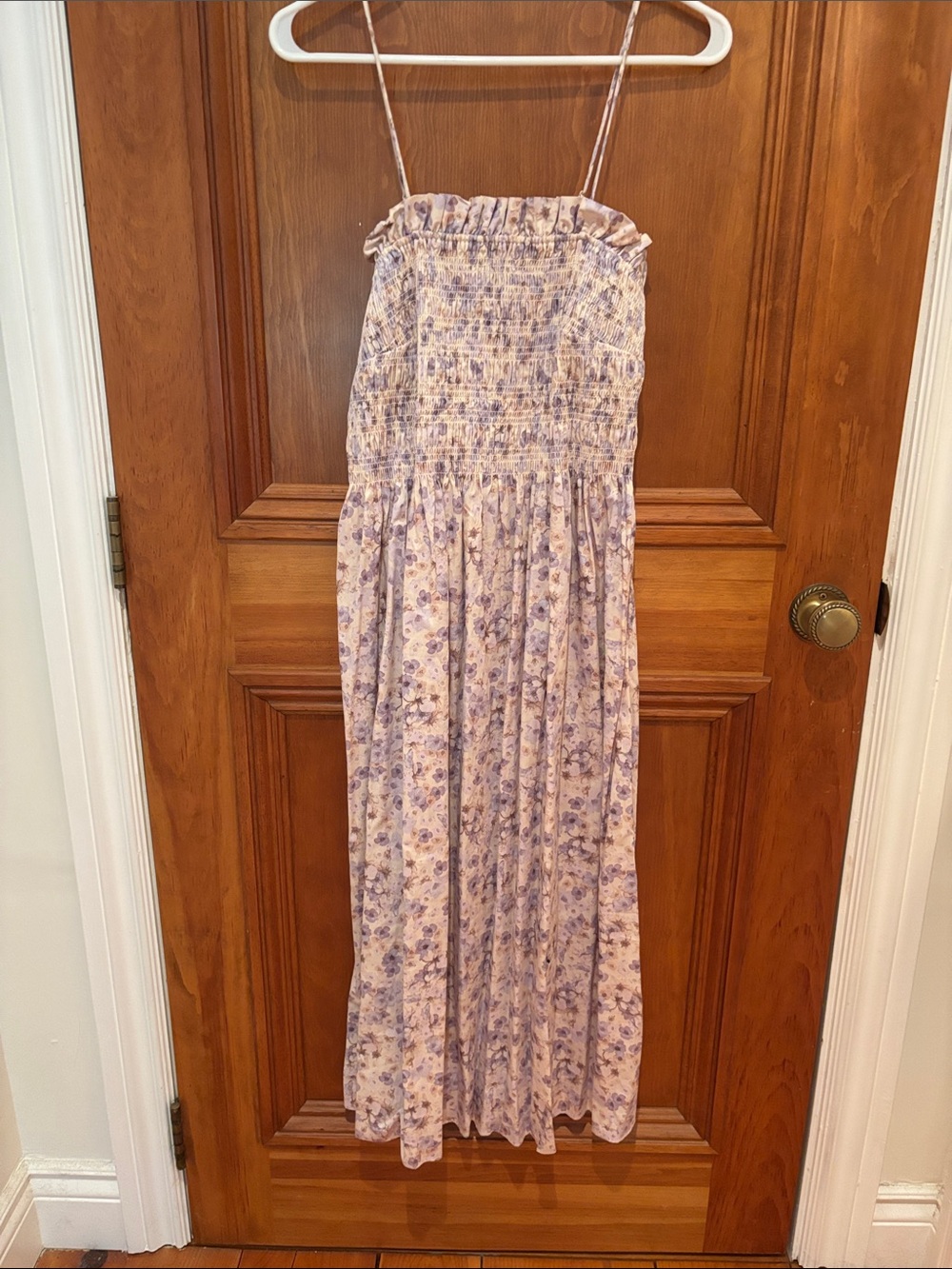 H&M Lavender Floral Smocked Maxi Dress  100% Cotton